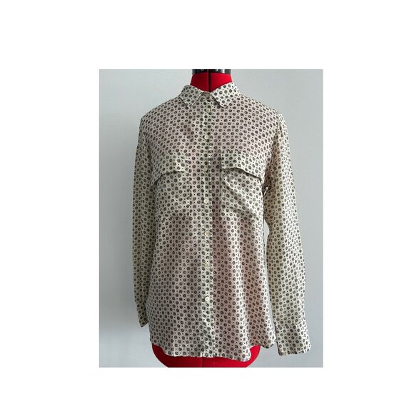 T. Babaton Off White & Black Silk Blouse M - Picture 1 of 3